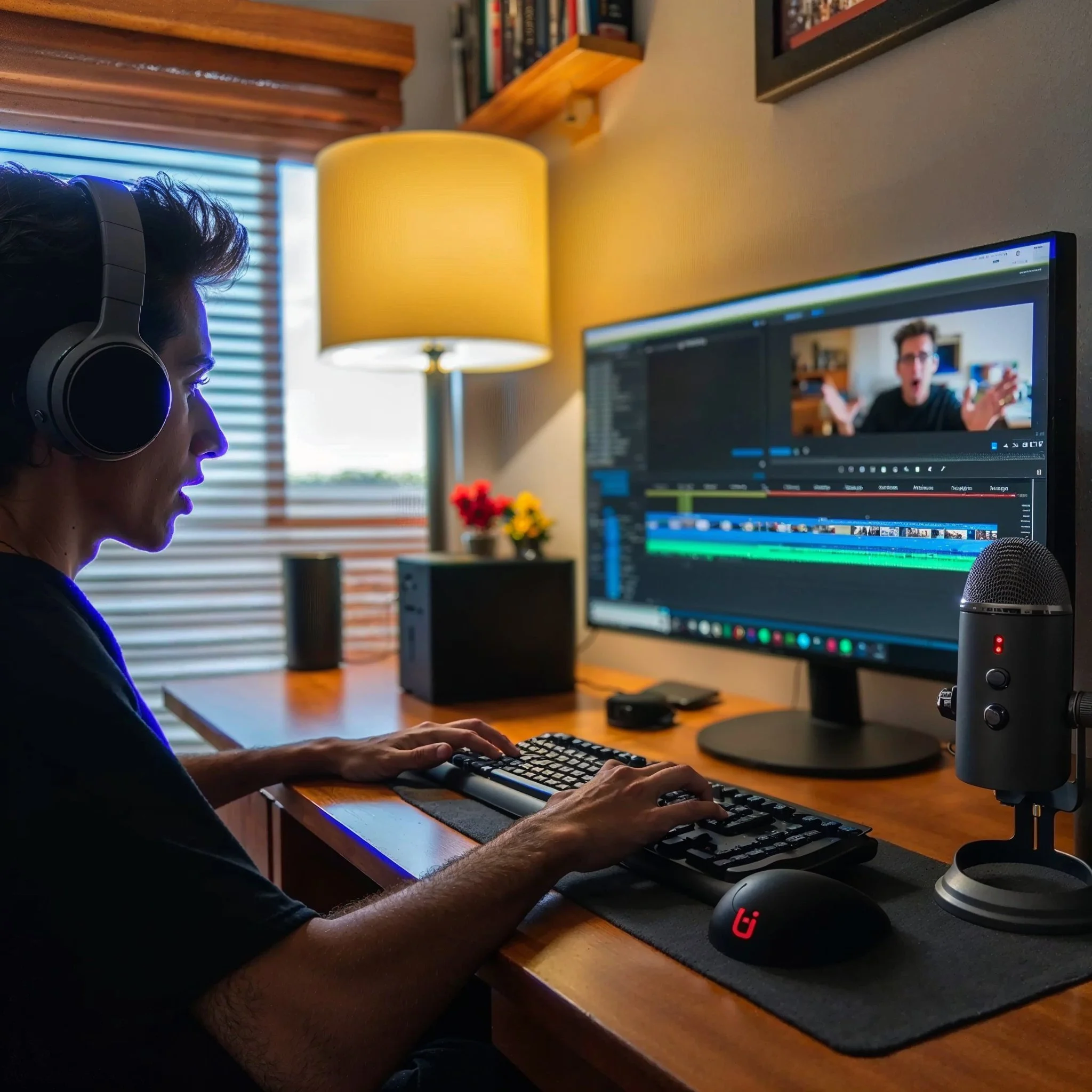 Diseñador editando vídeos en Adobe Premiere