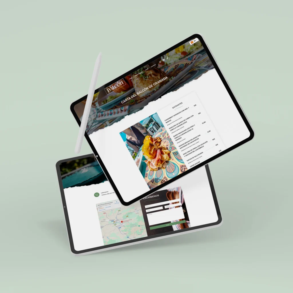 Rebranding del Balcón de Granada aplicado a la web en versión ipad por Kliché Marketing y Publicidad