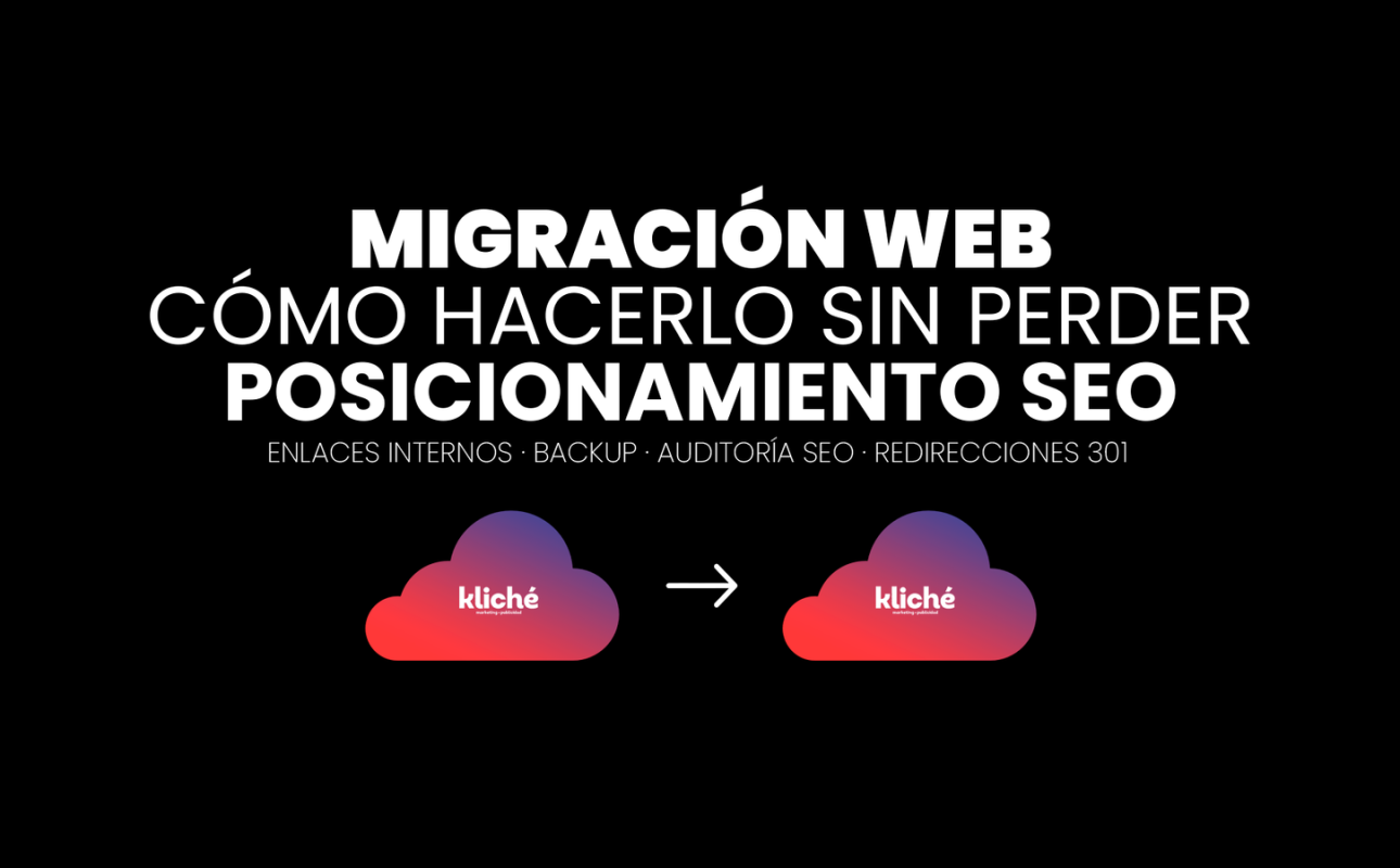 Mockup sobre como hacer una migración web por kliché marketing y publicidad