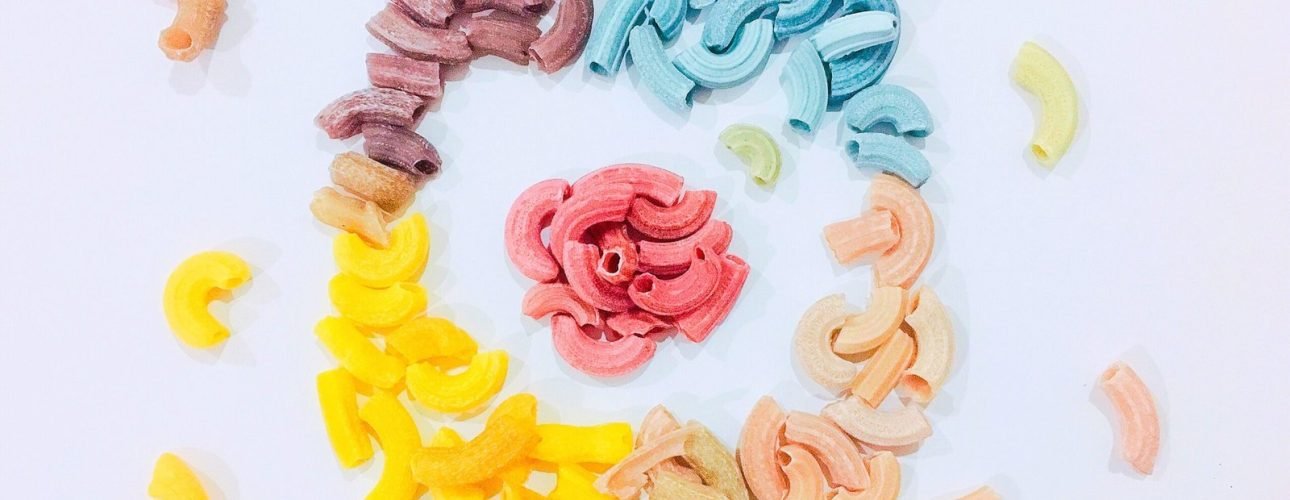 Instagram logo made by colourful pasta 86