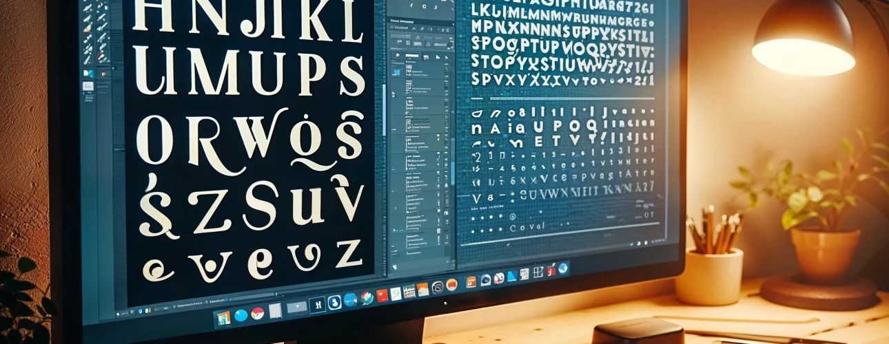 Ordenador con diseño de tipografías