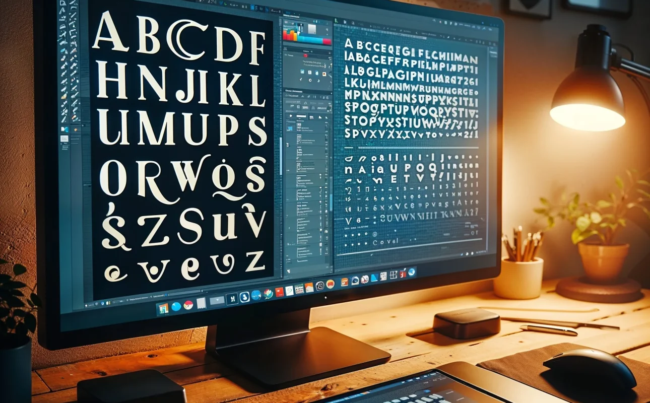 Ordenador con diseño de tipografías